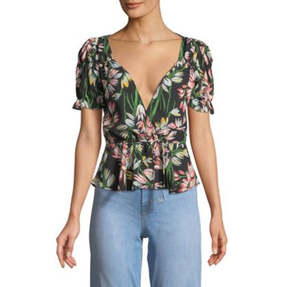 Likely Archer Black Floral Top size XS - Picture 1 of 8